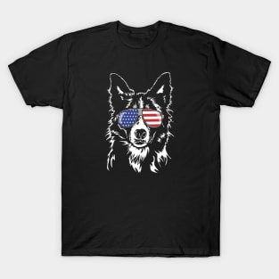 Proud Border Collie American Flag patriotic dog T-Shirt